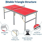 Table de ping-pong portable 180x90 cm pour intérieur et extérieur - Comprend filet, 2 raquettes et 3 balles - Table de jeu professionnelle pour adultes et adolescents