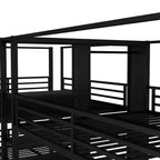 Lit superposé quadruple en métal, taille QueenLit superposé quadruple en métal avec étagères de rangement intégrées et armoireStructure métallique robuste avec conception anti-bruit