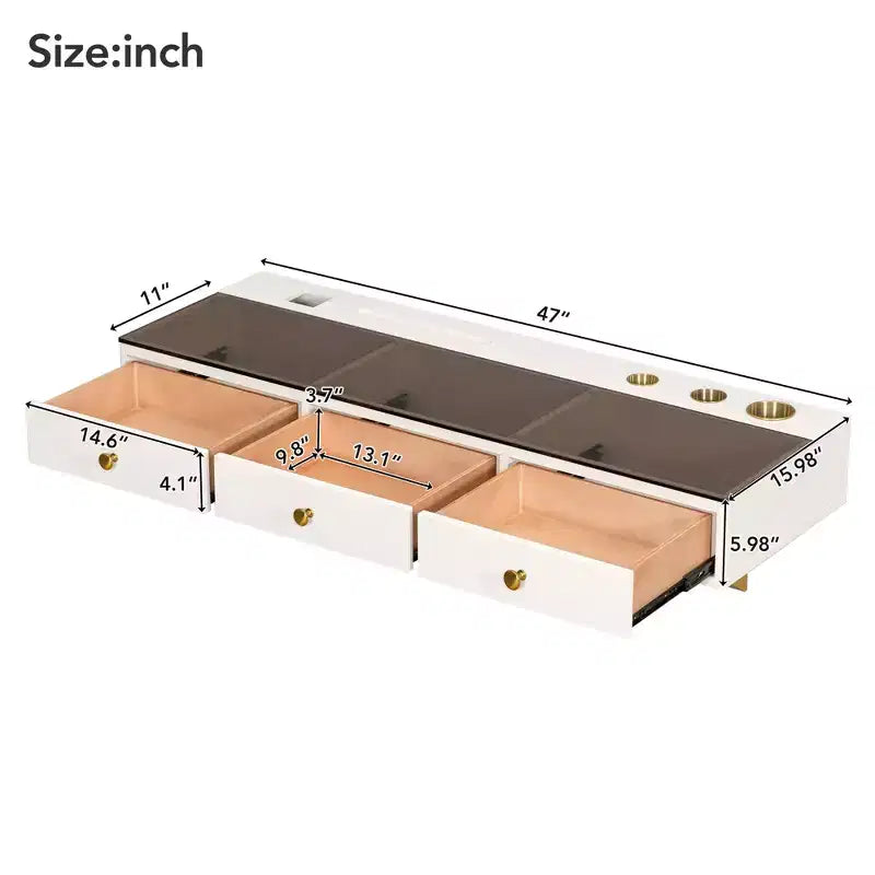 Étagère flottante JVNOXK de 47 po avec tiroir, coiffeuse murale multifonctionnelle, bureau mural, convient aux chambres à coucher, beige clair