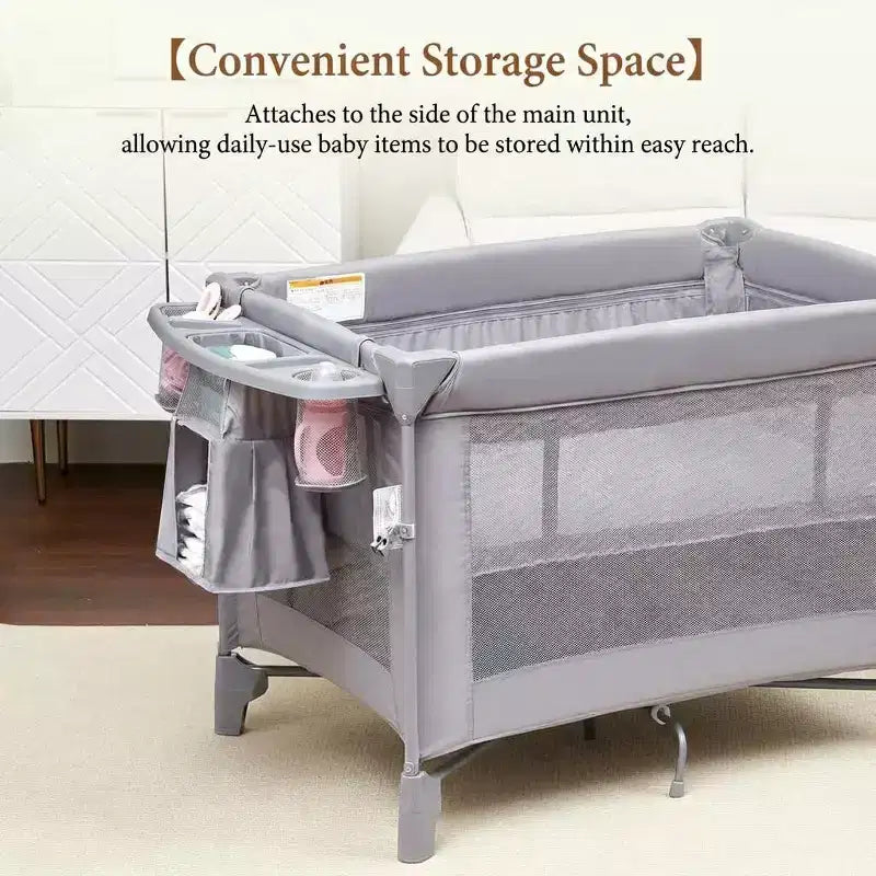 Moïse 3 en 1 pour bébé, Cododo, Table à langer, Lit bébé avec moustiquaire détachable et espace de rangement inférieur pour nouveau-nés et tout-petits