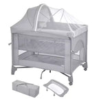Moïse 3 en 1 pour bébé, Cododo, Table à langer, Lit bébé avec moustiquaire détachable et espace de rangement inférieur pour nouveau-nés et tout-petits