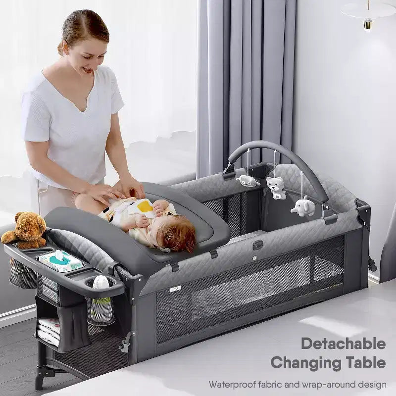 Moïse 3 en 1 pour bébé, Cododo, Table à langer, Lit bébé avec moustiquaire détachable et espace de rangement inférieur pour nouveau-nés et tout-petits