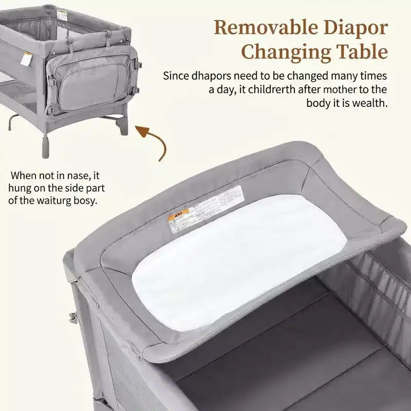 Moïse 3 en 1 pour bébé, Cododo, Table à langer, Lit bébé avec moustiquaire détachable et espace de rangement inférieur pour nouveau-nés et tout-petits