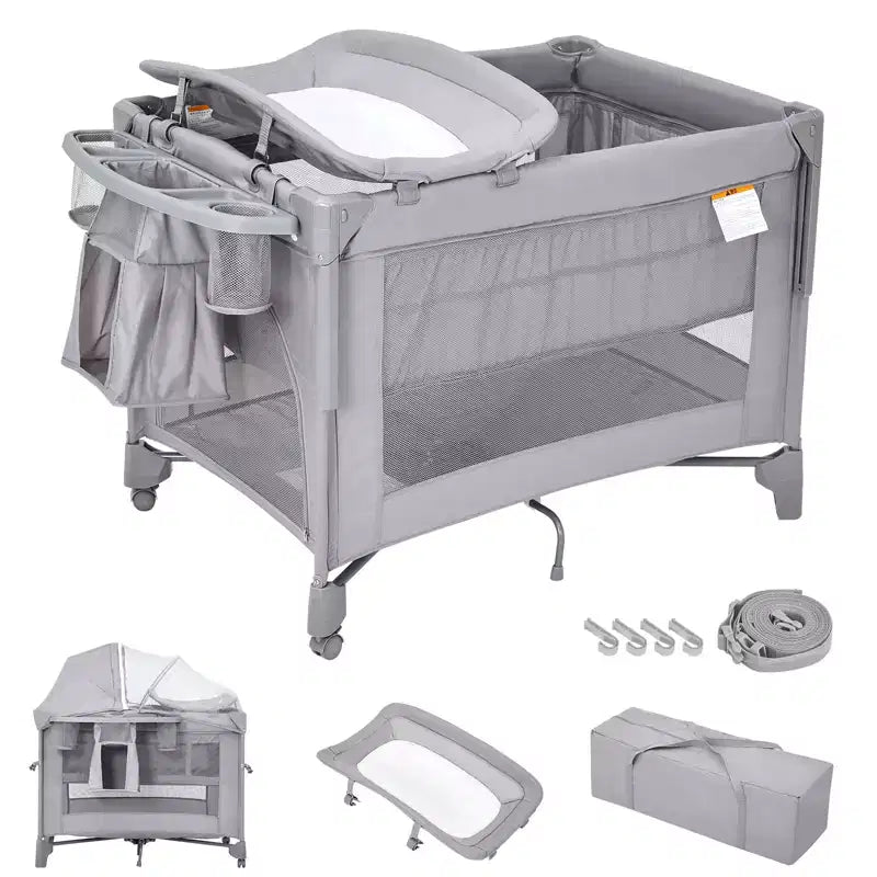 Moïse 3 en 1 pour bébé, Cododo, Table à langer, Lit bébé avec moustiquaire détachable et espace de rangement inférieur pour nouveau-nés et tout-petits