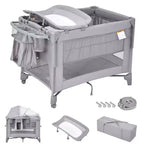 Moïse 3 en 1 pour bébé, Cododo, Table à langer, Lit bébé avec moustiquaire détachable et espace de rangement inférieur pour nouveau-nés et tout-petits