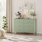 Commode à 6 tiroirs de 48 de large, commode moderne avec poignées métalliques pour chambre à coucher, verte