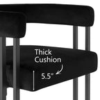 Lot de 6 tabourets de bar modernes de 61 cm de hauteur de comptoir avec dossier et accoudoirs, tabourets de comptoir rembourrés en velours pour îlot de cuisine ou bar-Panipeachy