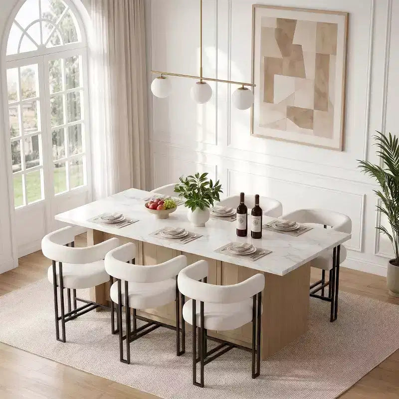 Lot de 6 tabourets de bar modernes de 61 cm de hauteur de comptoir avec dossier et accoudoirs, tabourets de comptoir rembourrés en velours pour îlot de cuisine ou bar-Panipeachy