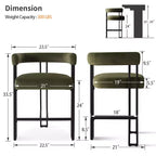 Lot de 6 tabourets de bar modernes de 61 cm de hauteur de comptoir avec dossier et accoudoirs, tabourets de comptoir rembourrés en velours pour îlot de cuisine ou bar-Panipeachy