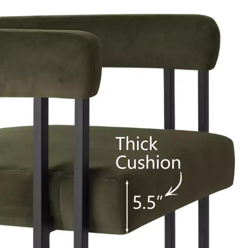 Lot de 6 tabourets de bar modernes de 61 cm de hauteur de comptoir avec dossier et accoudoirs, tabourets de comptoir rembourrés en velours pour îlot de cuisine ou bar-Panipeachy