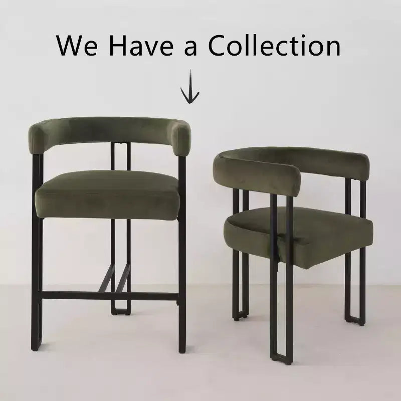 Lot de 6 tabourets de bar modernes de 61 cm de hauteur de comptoir avec dossier et accoudoirs, tabourets de comptoir rembourrés en velours pour îlot de cuisine ou bar-Panipeachy