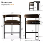 Lot de 6 tabourets de bar modernes de 61 cm de hauteur de comptoir avec dossier et accoudoirs, tabourets de comptoir rembourrés en velours pour îlot de cuisine ou bar-Panipeachy