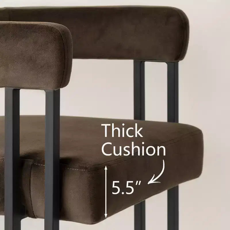 Lot de 6 tabourets de bar modernes de 61 cm de hauteur de comptoir avec dossier et accoudoirs, tabourets de comptoir rembourrés en velours pour îlot de cuisine ou bar-Panipeachy