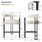 Lot de 6 tabourets de bar modernes de 61 cm de hauteur de comptoir avec dossier et accoudoirs, tabourets de comptoir rembourrés en velours pour îlot de cuisine ou bar-Panipeachy