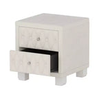Table de chevet élégante en velours avec 2 tiroirs, table de chevet capitonnée avec poignées en cristal pour chambre ou salon - Panipeachy