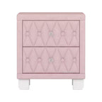 Table de chevet élégante en velours avec 2 tiroirs, table de chevet capitonnée avec poignées en cristal pour chambre ou salon - Panipeachy