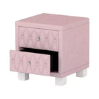 Table de chevet élégante en velours avec 2 tiroirs, table de chevet capitonnée avec poignées en cristal pour chambre ou salon - Panipeachy