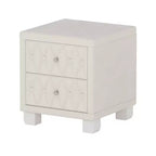 Table de chevet élégante en velours avec 2 tiroirs, table de chevet capitonnée avec poignées en cristal pour chambre ou salon - Panipeachy