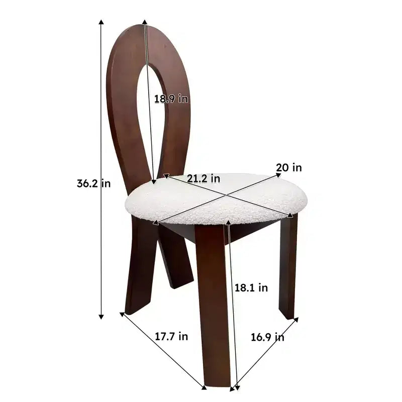 MAYEERTY Lot de 2 chaises de salle à manger, chaises de cuisine rembourrées en velours Teddy, chaises de salle à manger à cadre en bois de noyer massif