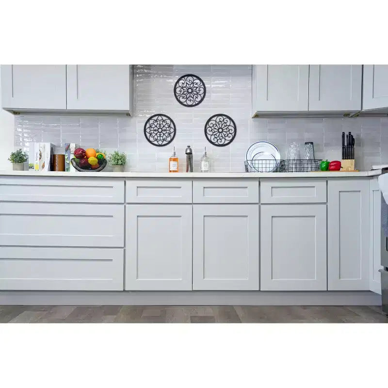 Meuble bas de cuisine CASAINC 27 L x 36 H x 12 P, style Shaker, cadre en bois massif, peinture à base d'eau à faible teneur en COV, fermeture en douceur, prêt à assembler, gris tourterelle