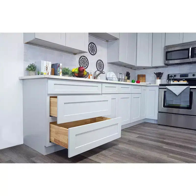 Meuble bas de cuisine CASAINC 27 L x 36 H x 12 P, style Shaker, cadre en bois massif, peinture à base d'eau à faible teneur en COV, fermeture en douceur, prêt à assembler, gris tourterelle