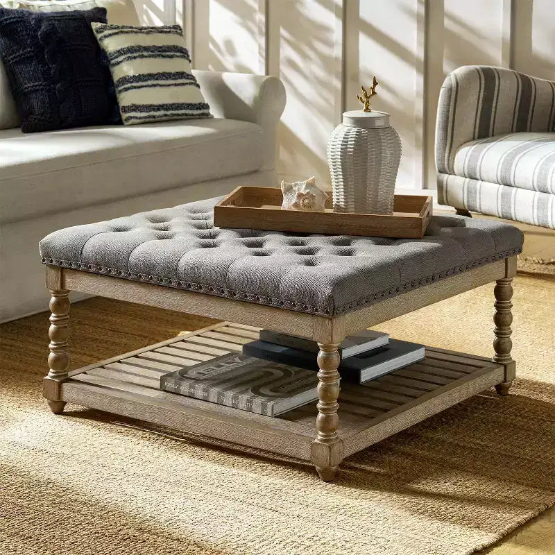 Pouf de ferme Levi en bois massif | HULALA HOME-IVOIRE