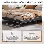 Cadre de lit rembourré en similicuir avec pieds trapézoïdaux pour lit Queen/King Size – ModernLuxe