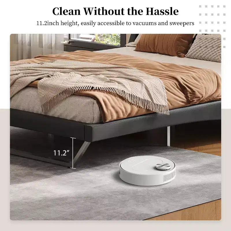 Cadre de lit rembourré en similicuir avec pieds trapézoïdaux pour lit Queen/King Size – ModernLuxe