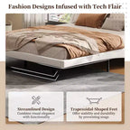 Cadre de lit rembourré en similicuir avec pieds trapézoïdaux pour lit Queen/King Size – ModernLuxe