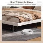 Cadre de lit rembourré en similicuir avec pieds trapézoïdaux pour lit Queen/King Size – ModernLuxe