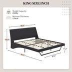 Cadre de lit rembourré en similicuir avec pieds trapézoïdaux pour lit Queen/King Size – ModernLuxe