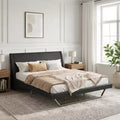 Queen/King Size Upholstered Bed Frame Pu Leather Platform Bed Frame with Trapezoidal-Shaped Leg - ModernLuxe