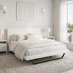 Cadre de lit rembourré en similicuir avec pieds trapézoïdaux pour lit Queen/King Size – ModernLuxe