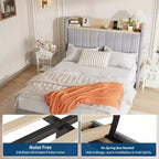 Cadre de lit double avec tête de lit, Cadre de lit double XL robuste avec tête de lit rembourrée, Lit plateforme avec tête de lit de rangement, Station de charge, Tiroirs