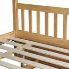 Lit superposé Bellemave double sur double en bois d'hévéa avec lit gigogne, échelle et balustrades, convertible en 2 lits doubles, avec lit gigogne double