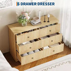 Commode à 6 tiroirs cannelée, commode horizontale moderne en bois de 119 cm avec poignées métalliques, rangement élégant pour chambre d'amis ou appartement