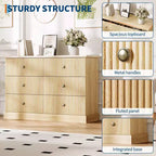 Commode à 6 tiroirs cannelée, commode horizontale moderne en bois de 119 cm avec poignées métalliques, rangement élégant pour chambre d'amis ou appartement