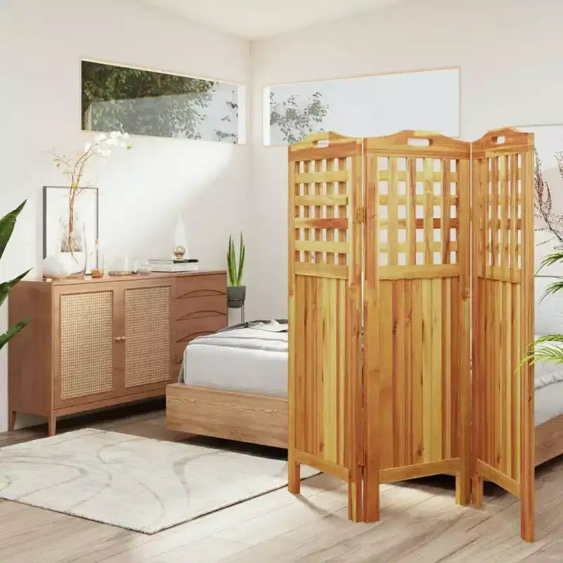 vidaXL Paravent à 3 Panneaux Séparateur de Pièce Bois Massif d'Acacia