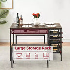 Ensemble table à manger pour 4, table de cuisine avec 2 bancs, étagère à vin et étagère de rangement, ensemble de table à manger rectangulaire, ensemble de table à manger 3 pièces pour l'espace
