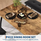 Ensemble table de salle à manger pour 4, table de cuisine robuste en bois avec conception à chanfrein et pieds en métal, banc rembourré et 2 chaises de salle à manger classiques, ensemble de cuisine et de salle à manger