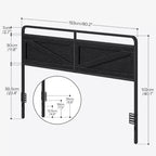 Tête de lit Queen ACOINEL en panneau de bois, Tête de lit réglable en hauteur avec cadre en métal et adaptateur de cadre de lit, Tête de lit noire minimaliste