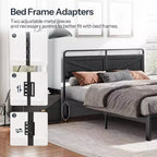 Tête de lit Queen ACOINEL en panneau de bois, Tête de lit réglable en hauteur avec cadre en métal et adaptateur de cadre de lit, Tête de lit noire minimaliste