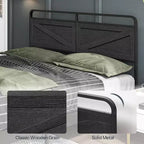 Tête de lit Queen ACOINEL en panneau de bois, Tête de lit réglable en hauteur avec cadre en métal et adaptateur de cadre de lit, Tête de lit noire minimaliste