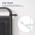 Tête de lit Queen ACOINEL en panneau de bois, Tête de lit réglable en hauteur avec cadre en métal et adaptateur de cadre de lit, Tête de lit noire minimaliste