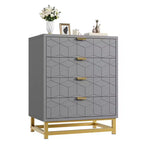 Commode de chambre, commode en bois rose à 4 tiroirs avec poignées, rangement moderne pour couloir et entrée