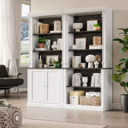 Étagère blanche avec étagères réglables, Vitrine à 5 niveaux avec lumière LED