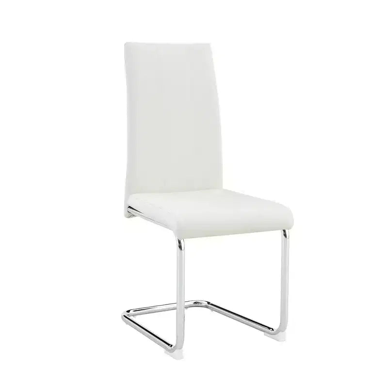 Lot de 4 chaises de salle à manger avec revêtement en PU, dossier haut et pieds en métal chromé