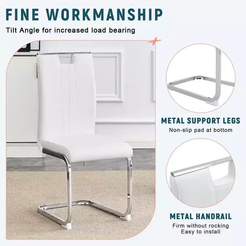 Lot de 4 chaises de salle à manger en PU en forme de nœud avec dossier ergonomique, dimensions 40x52x99 cm