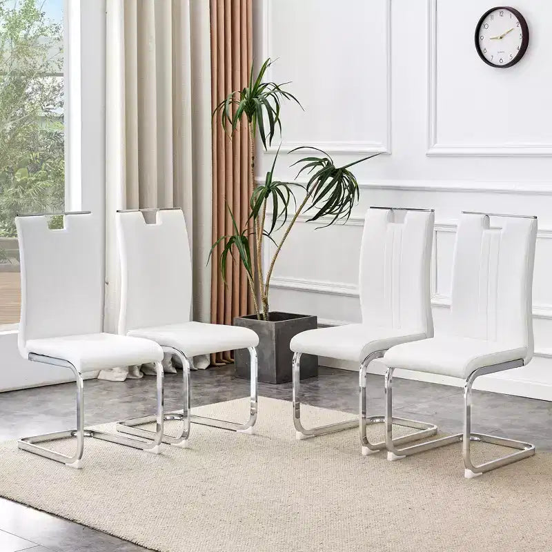 Lot de 4 chaises de salle à manger en PU en forme de nœud avec dossier ergonomique, dimensions 40x52x99 cm