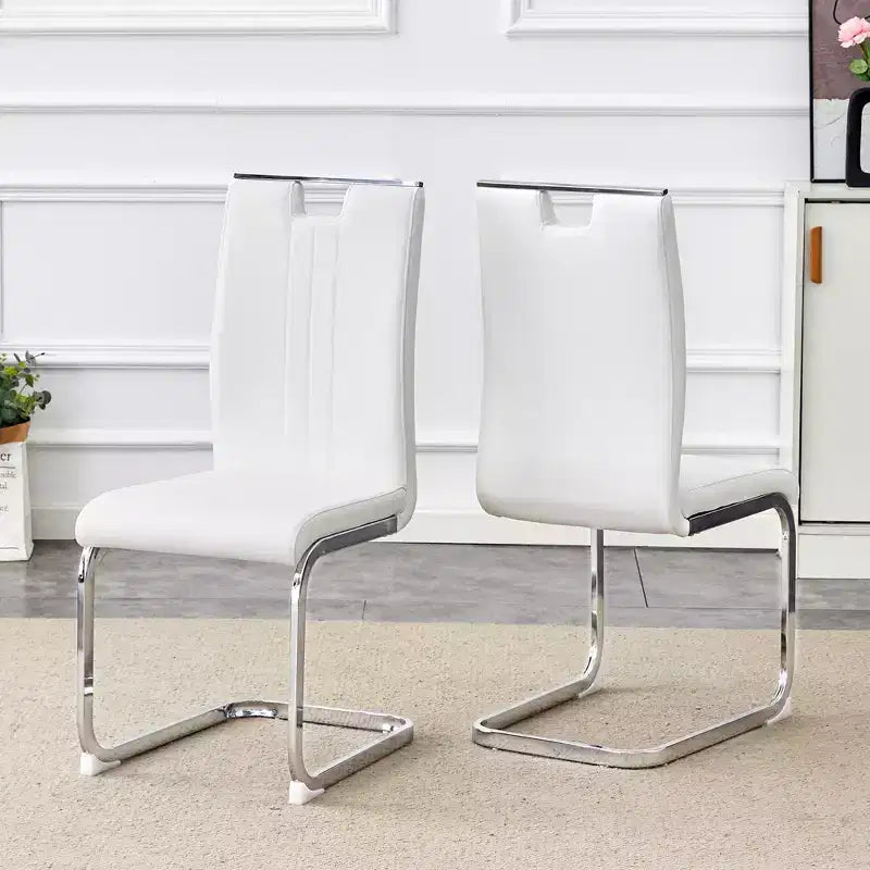 Lot de 4 chaises de salle à manger en PU en forme de nœud avec dossier ergonomique, dimensions 40x52x99 cm